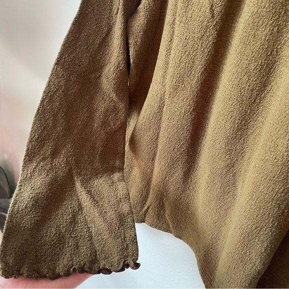 Madewell Texture & Thread green mock neck long sleeve top w/ruffles, size medium - Picture 6 of 6